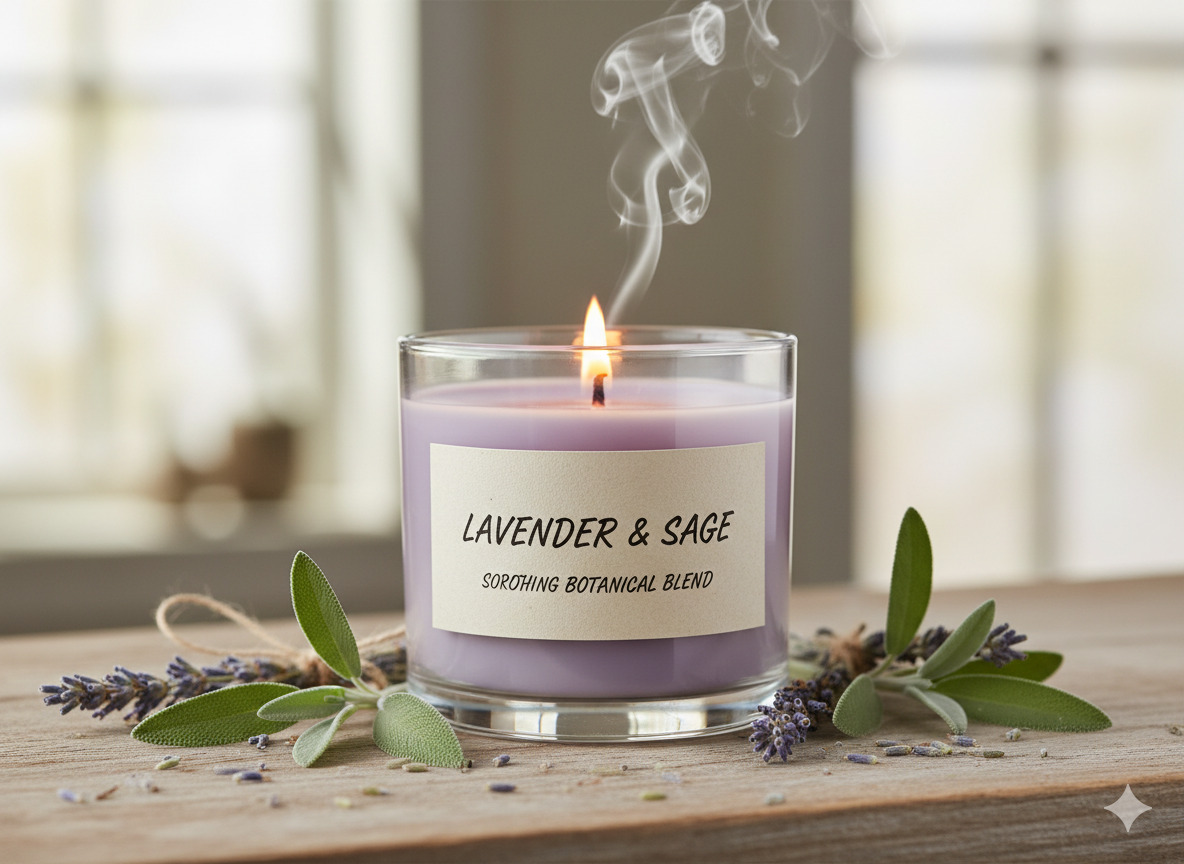 Lavender and sage scented candle